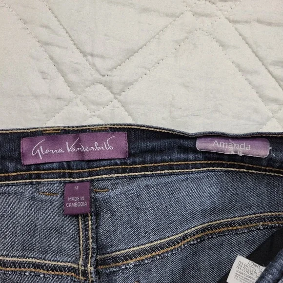 Gloria Vanderbilt Amanda creased‎ blue jeans size 12 Long - Picture 5 of 7